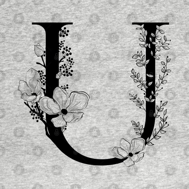 Letter U Monogram - Floral Initial by ZenNature